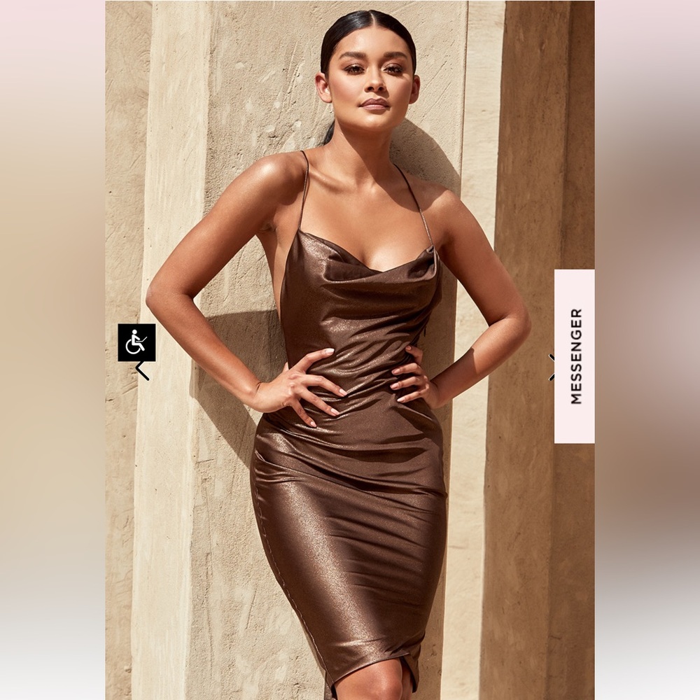 House of CB Metallic Brown Dress